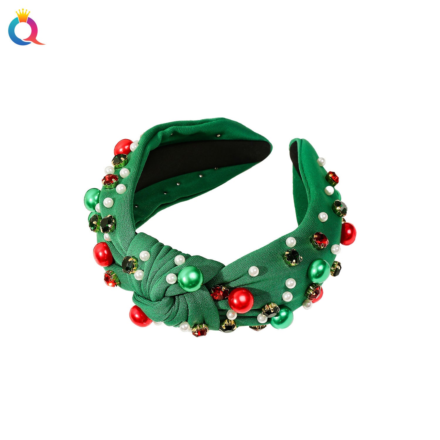 Wholesale Christmas Wide-brimmed Diamond-set Pearl High Skull Headband Hair Ornament
